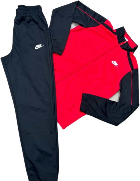Nike black + red sports dri-fit tracksuit